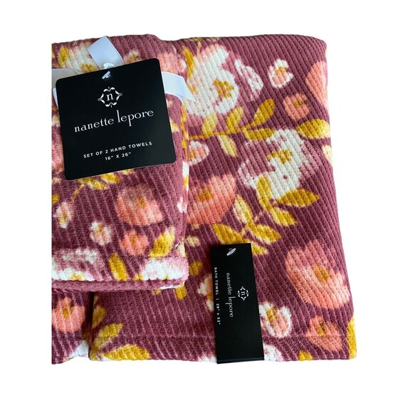 Nanette Lepore 2 Bath Towels & 2 Hand Towels Fall Colors NEW - Picture 4 of 9